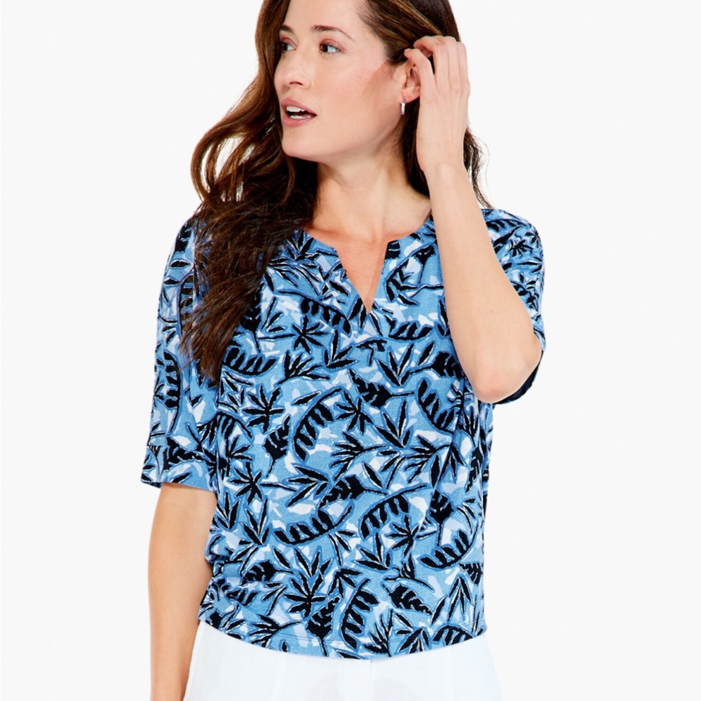 NIC + ZOE Coastal Vines Knit Pullover Top Size Small